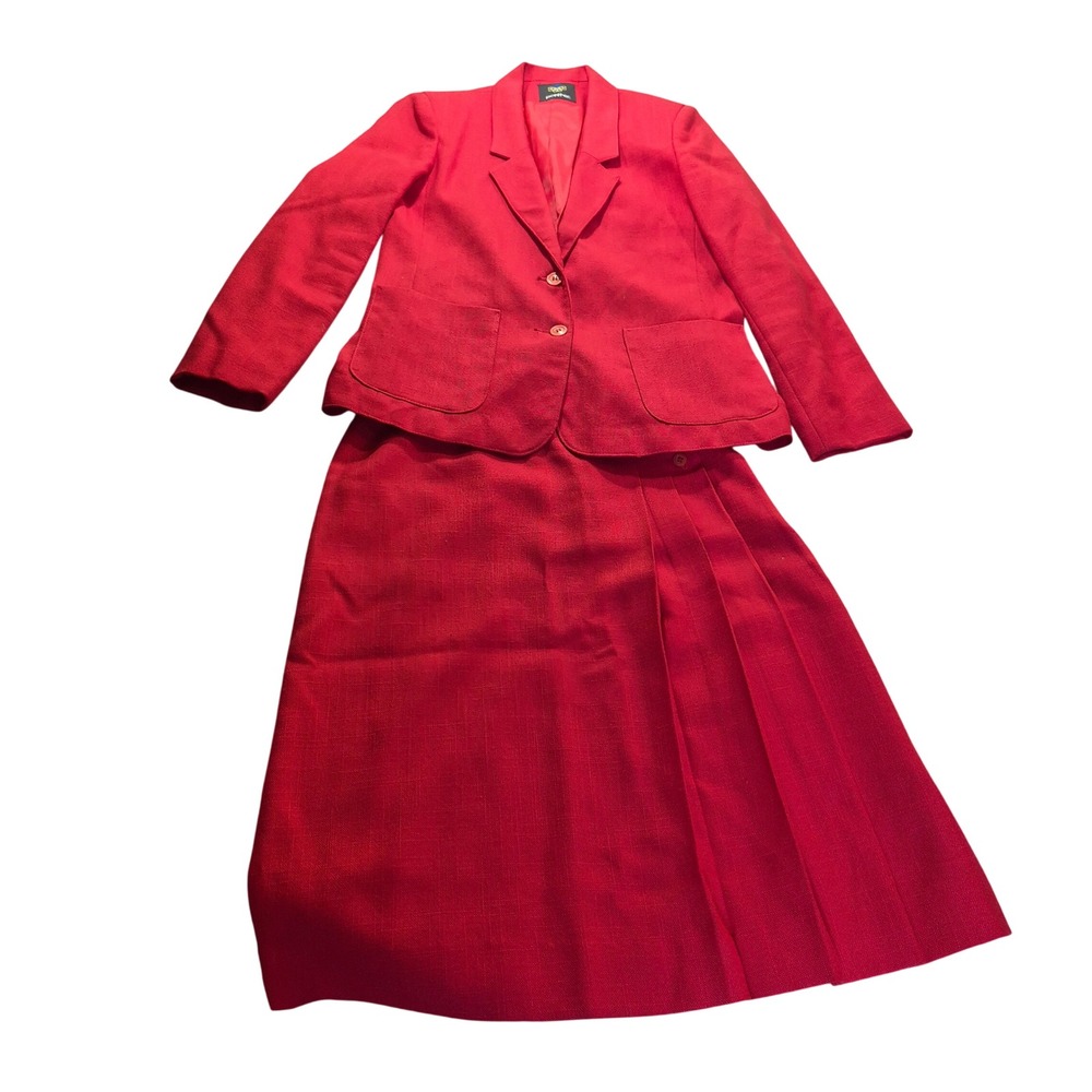 Panther Vintage Skirt Suit Set Red Womens 11/12 Heritage Preppy Old Money USA